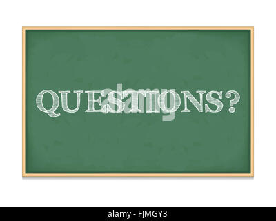 The word questions on blackboard Stock Photo