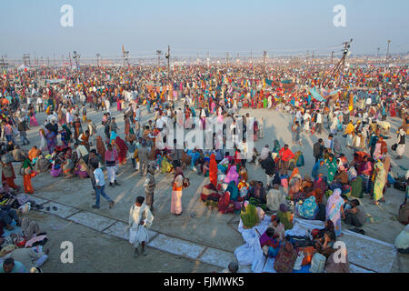 Maha Kumbh Mela is a massive Hindu festival and the largest gathering in human history. In 2013 estimated 100 million people vis Stock Photo