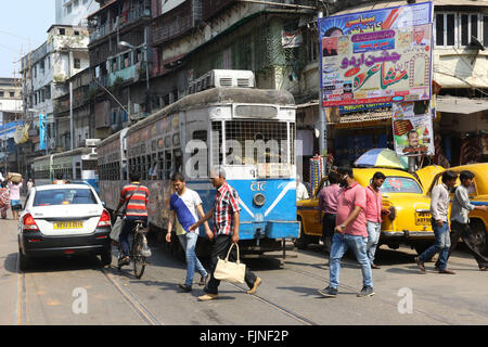 19 February 2016. Barabazaar Road traffic West Bengal, Kolkata. Photo by Palash Khan Stock Photo