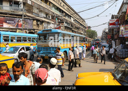 19 February 2016. Barabazaar Road traffic West Bengal, Kolkata. Photo by Palash Khan Stock Photo