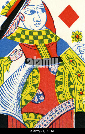 Queen of Diamonds - 18th century English playing card by Bamford, c. 1750 Stock Photo