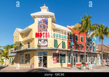 Shops in Old San Carlos Boulevard in Fort Myers Beach on Estero Island at the west coast of Florida, USA Stock Photo