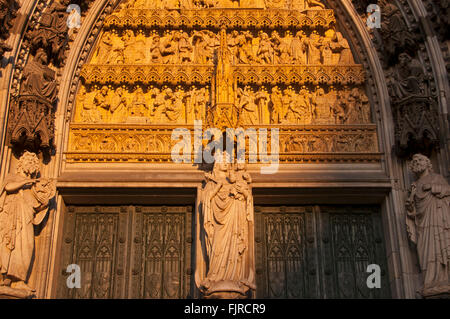geography / travel, Germany, Cologne, churches, main portal of the west facade of the Cologne cathedral, exterior view, Additional-Rights-Clearance-Info-Not-Available Stock Photo