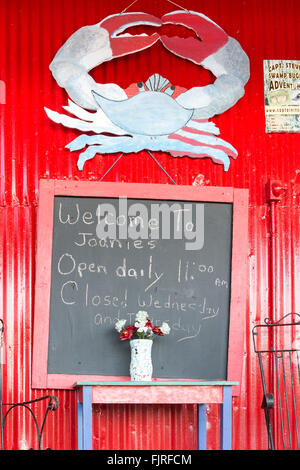 Entrance of Joanie's Blue Crab Cafe in Ochopee on Tamiami Trail US 41, Big Cypress National Park, Everglades, Florida, USA Stock Photo