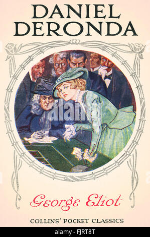 Daniel Deronda by George Eliot. Illustration by Gordon Browne. (On cover:  Gwendolen Harleth gambling at the roulette table).  First published 1876.  GE - was a pen name for Mary Ann Evans 22 November 1819 – 22 December 1880.  GB: English artist 15 April 1858 – 27 May 1932 Stock Photo