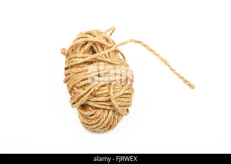 Coil Of Hairy Brown String Isolated On White Stock Photo