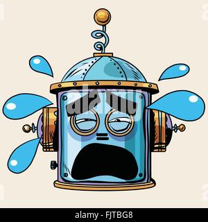 emoticon tears emoji robot head smiley emotion Stock Vector