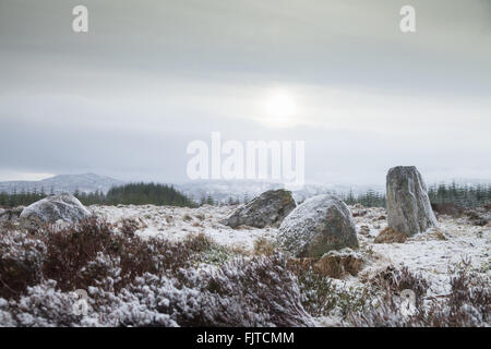 The Ancient stone circle of Na Clachan Aoraidh near Blair Atholl, Perthshire, Scotland. Stock Photo