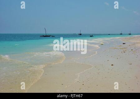 The beach at Ras Nungwi, a traditional fishing village at the northern tip of Zanzibar, Tanzania Stock Photo