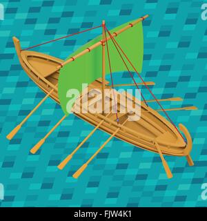 Sailing boat isometric vector illustration Stock Vector