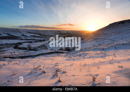 A sunrise over Farndale, North York Moors. Stock Photo