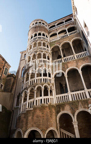 Scala Contarini del Bovolo spiral staircase in Venice, Italy, Stock Photo