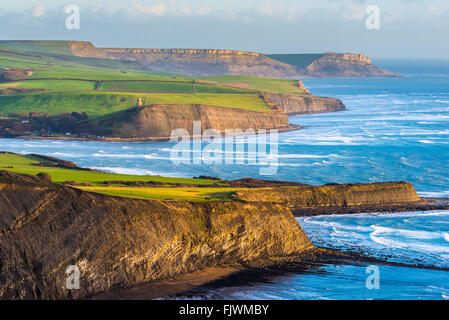 View from Gadd Cliff looking East towards Kimmeridge Bay and St Aldhelm's Head on Dorset's Jurassic Coast Stock Photo