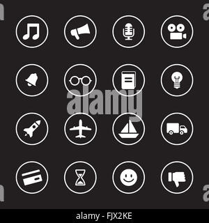 [JPEG] white flat icon set 2 with circle frame for web design, UI ...