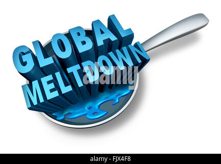 Global meltdown and financial crisis as a bankruptcy finance concept as an economy in trouble and business slump concept on a white background. Stock Photo