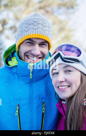 Smiling couple in winter clothes Stock Photo