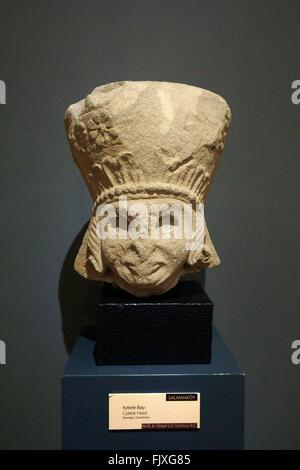 Head portrait of Cybele. Anatolian Mother Goddess carved in sandstone. 6C BC. Museum of Anatolian Civilizations, Ankara, Turkey Stock Photo