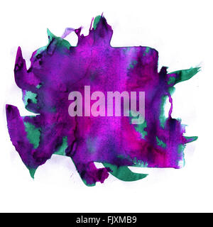 watercolor green purple strokes paint brush stroke color texture with space for your own text Stock Photo
