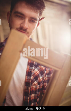 Carpenter working on his craft Stock Photo