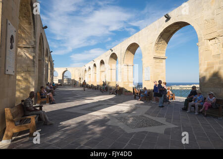 Tourists at Upper Barracca Gardens in Valletta,Malta Stock Photo