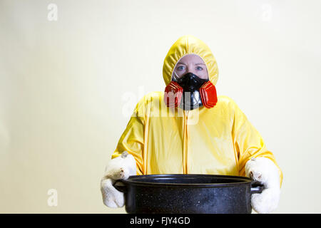 Woman with hazmat hazardous materials suit and gas mask Stock Photo - Alamy