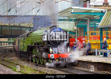 Steam train LNER Peppercorn Class A1 60163 Tornado. Carlisle Railway Station, Carlisle, Cumbria, West Coast Main Line, England. Stock Photo