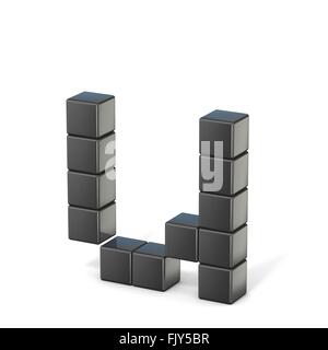 8 bit font. Lowercase letter U. 3D render illustration isolated on white background Stock Photo