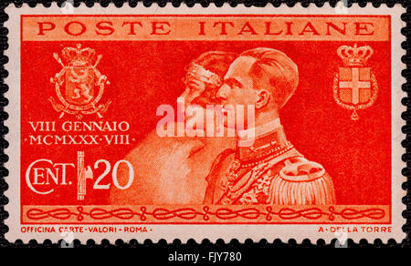 Stamp in favor of the Red Cross, issued by the Kingdom of Italy from 20 cents Stock Photo