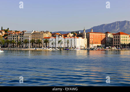 Leaving Split Harbor,Medieval Architecture,Diocletian's Roman Palace,lively,friendly city,Cafes,Restaurants,Dalmatia,Croatia Stock Photo