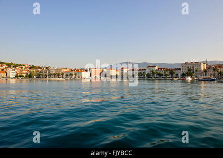 Leaving Split Harbor,Medieval Architecture,Diocletian's Roman Palace,lively,friendly city,Cafes,Restaurants,Dalmatia,Croatia Stock Photo