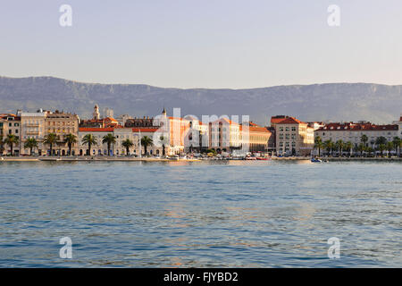 Leaving Split Harbor,Medieval Architecture,Diocletian's Roman Palace,lively,friendly city,Cafes,Restaurants,Dalmatia,Croatia Stock Photo