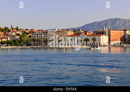 Leaving Split Harbor,Medieval Architecture,Diocletian's Roman Palace,lively,friendly city,Cafes,Restaurants,Dalmatia,Croatia Stock Photo