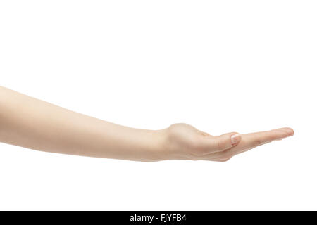 empty young female hand to hold something Stock Photo
