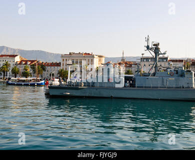 Leaving Split Harbor,Medieval Architecture,Diocletian's Roman Palace,lively,friendly city,Cafes,Restaurants,Dalmatia,Croatia Stock Photo