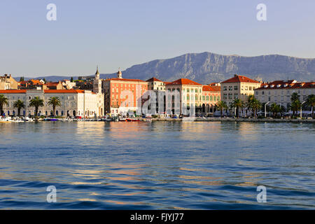 Leaving Split Harbor,Medieval Architecture,Diocletian's Roman Palace,lively,friendly city,Cafes,Restaurants,Dalmatia,Croatia Stock Photo