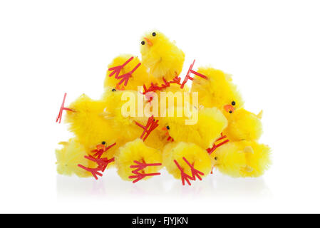 Abundance of easter chicks, selective focus, isolated Stock Photo