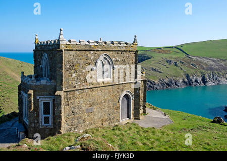 Doyden Castle a folly now a holiday home near Port Quin in Cornwall, UK Stock Photo