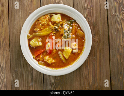 make conch soup --  Jamaican Style  chowder in Florida Stock Photo
