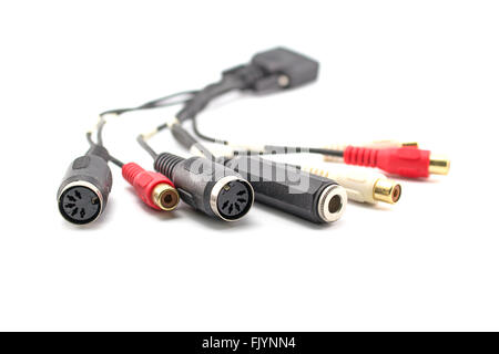 midi coaxial audio cable on the speaker cabinet,for entertainment,sound,music Stock Photo