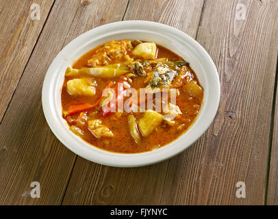 make conch soup --  Jamaican Style  chowder in Florida Stock Photo