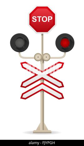 railroad crossing vector illustration isolated on white background Stock Vector