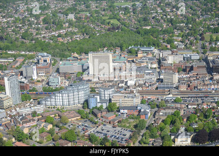 An aerial view of Woking Town Centre in Surrey Stock Photo