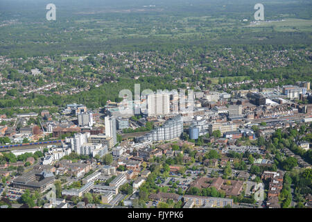 An aerial view of Woking Town Centre in Surrey Stock Photo