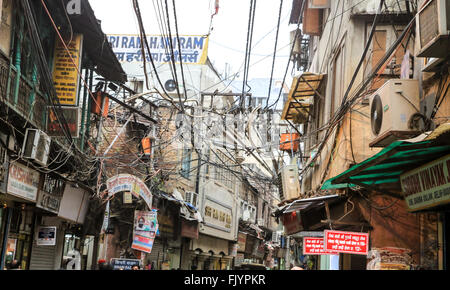 Houses and shops, Old Delhi, India, Asia Stock Photo