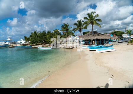 beach and marina in  Bayahibe, Dominican Republic, Carribean, America, Stock Photo