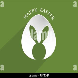 Happy Easter bunny ear egg shape with long shadow Stock Vector