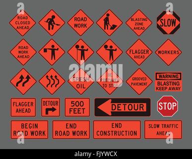 Workers road signs Stock Vector