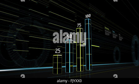 Futuristic graph chart on the street with buildings lights Stock Photo