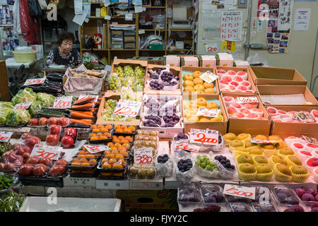 Fresh Fruit Stall in Akita Public Market, Akita, Japan Stock Photo - Alamy