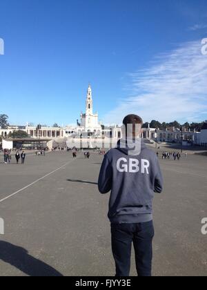 An Englishmen at Fatima in Portugal Stock Photo